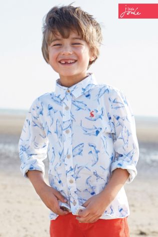 Cream Little Joule Bryce Shark Print Shirt